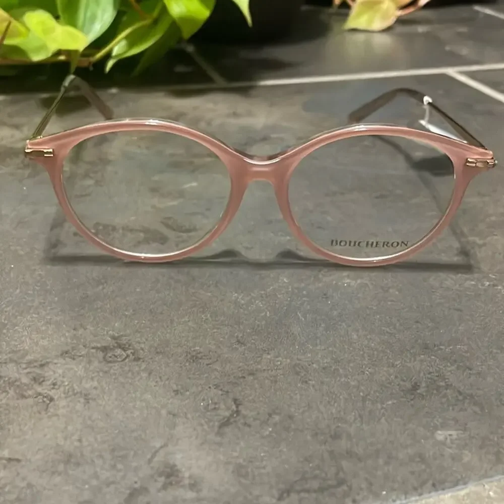 Boucheron Clear‎ Lens Eyeglasses Pink Gold Frame New Retails $730